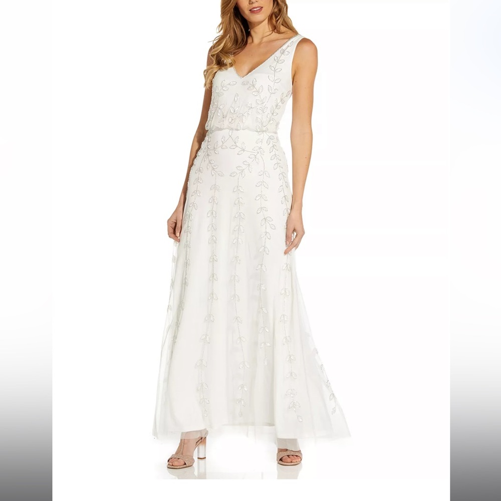 Adriana Papell Beaded Blouson Gown Size 4